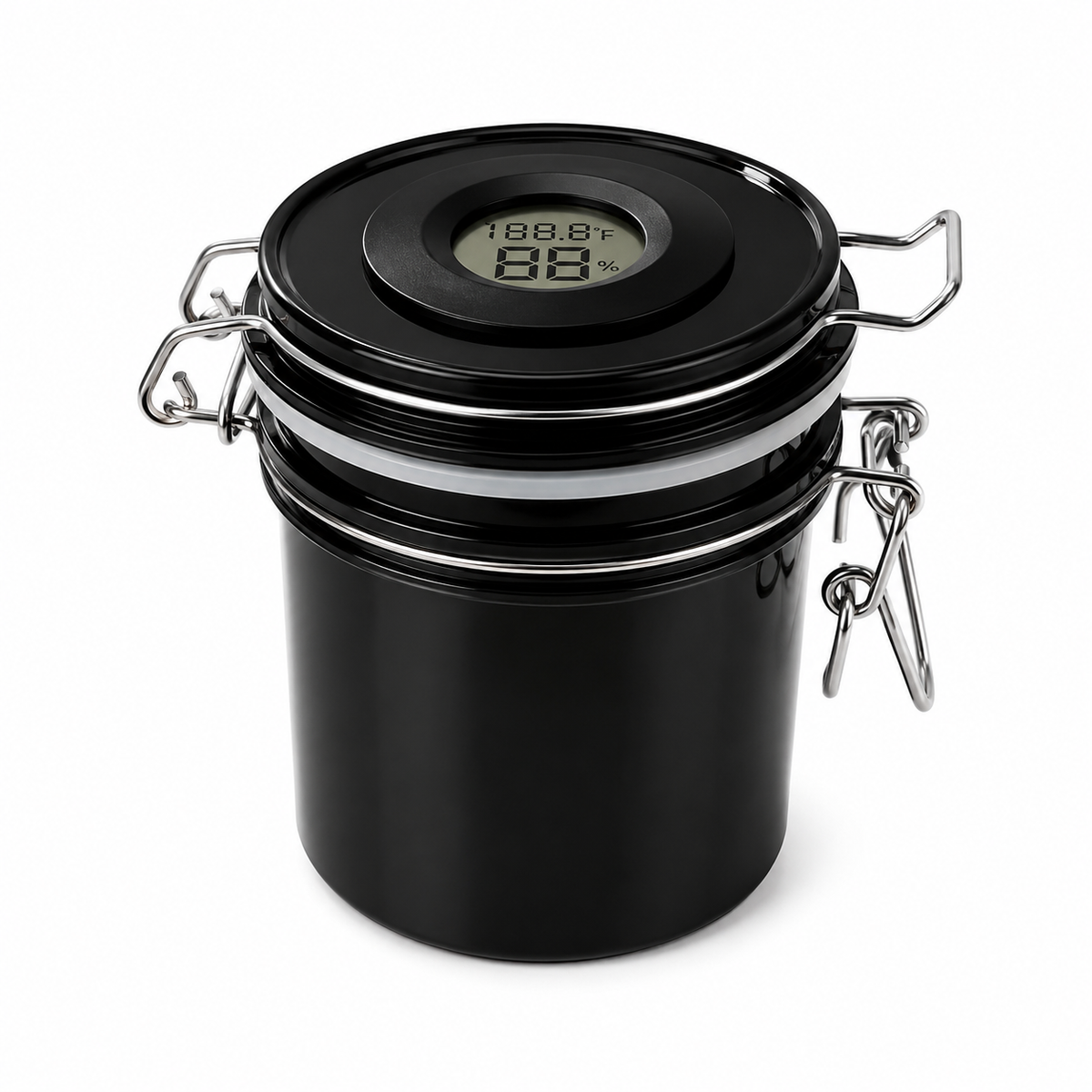 Airtight container with thermometer